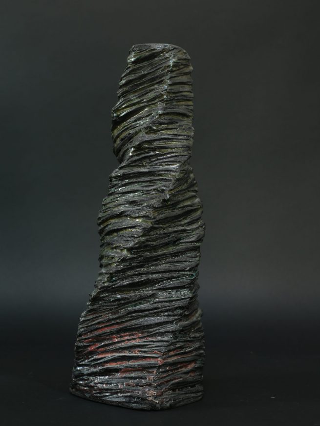 Vase Raku blanc torsade Barbara Billoud